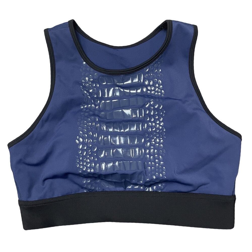 Nikkib Women's Blue Athletic Sports Bra Crocodile Print Size M Medium‎